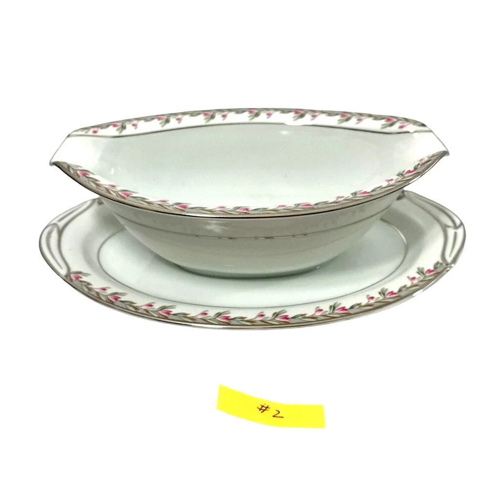Vintage Noritake Gravy Boat Petite 5507 Porcelain China Underplate Japan Oval #2